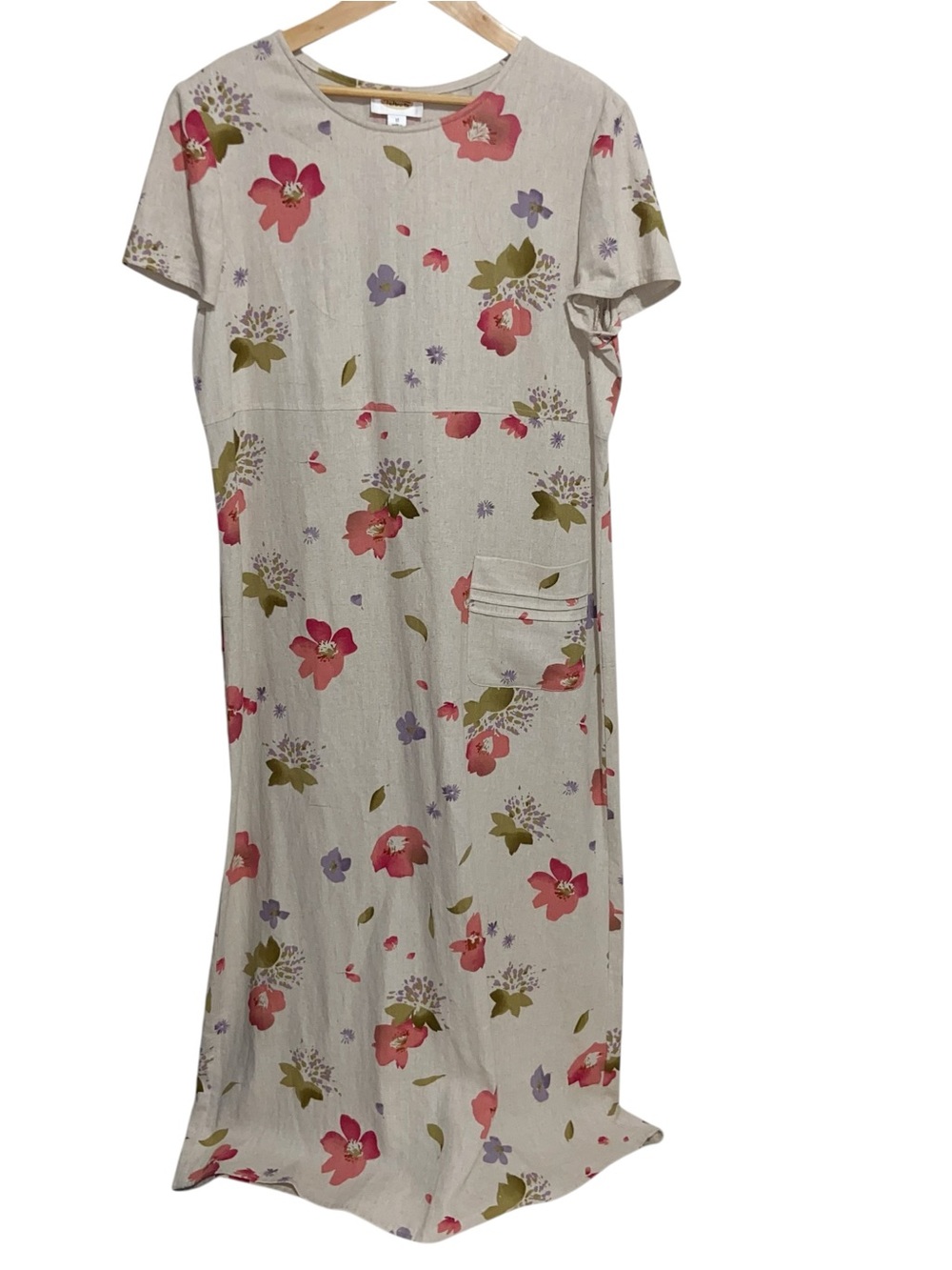 Vintage Talbots Dress Womens Size 10 Linen Blend Floral Maxi Cottagecore Garden